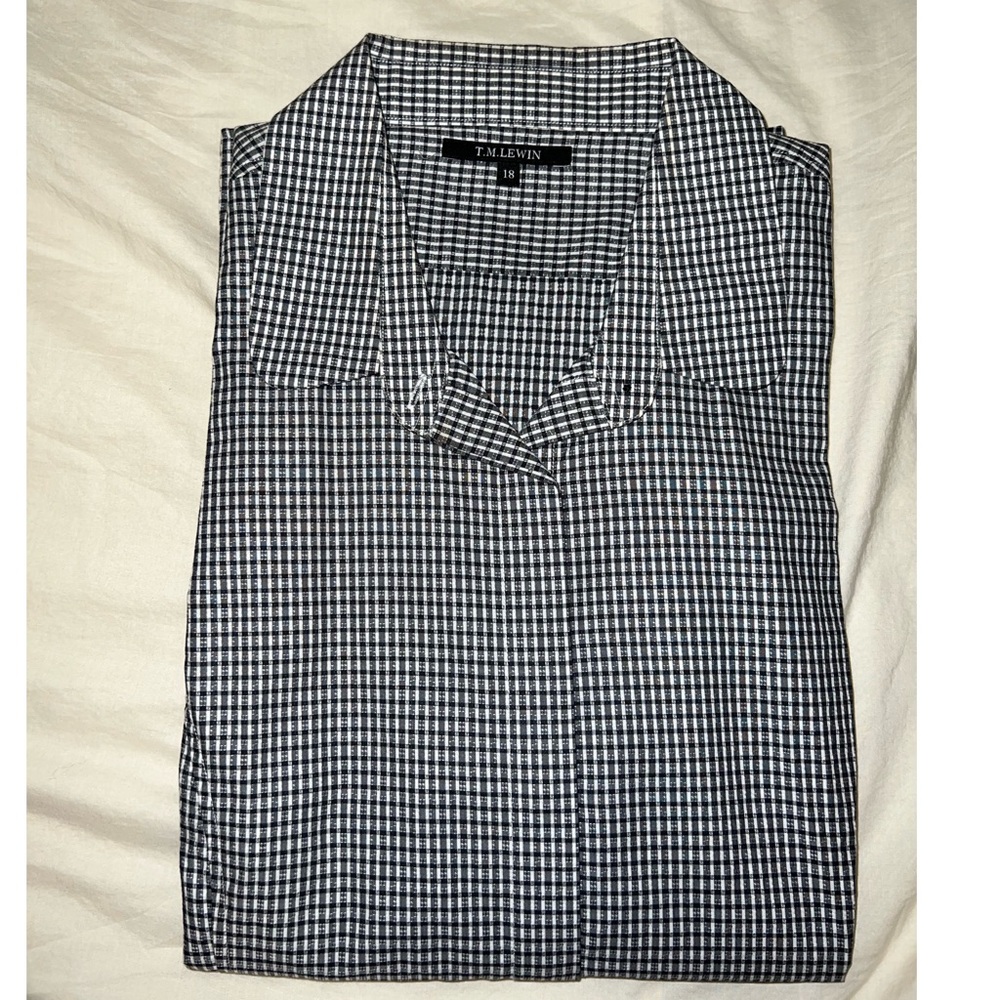 TM Lewin Black & White Checkered Button-Down Shirt - UK Size 18; US 16
